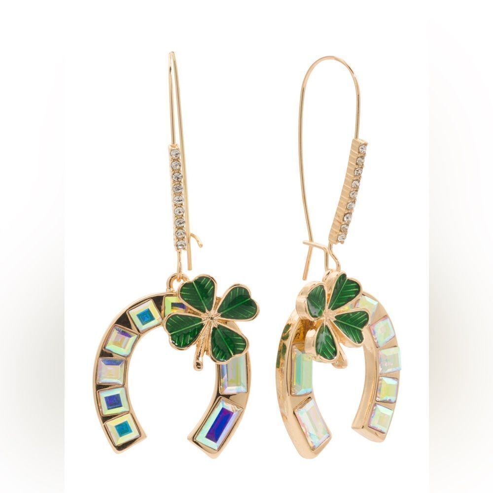Betsey johnson  horseshoe  shamrock earrings